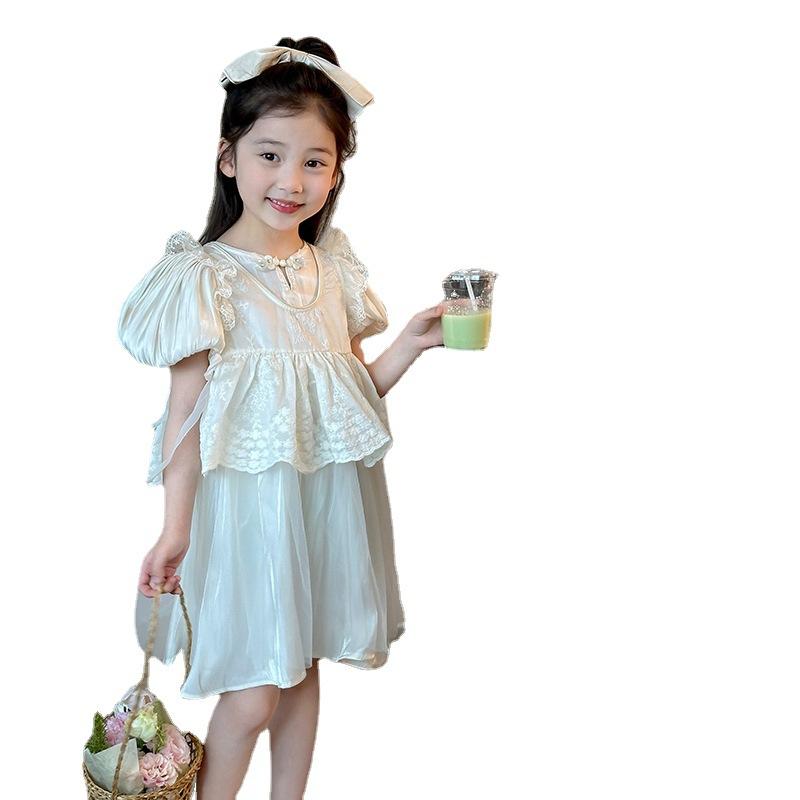 衣裳 御嬢さん 小わっぱ服 夏服 キャミソール衣裳 中華風 新中式 お姫様御召しもの 綿 100 110 120 130 140 150 160 杏色 愛くるしげ 今めかしい ガールズ