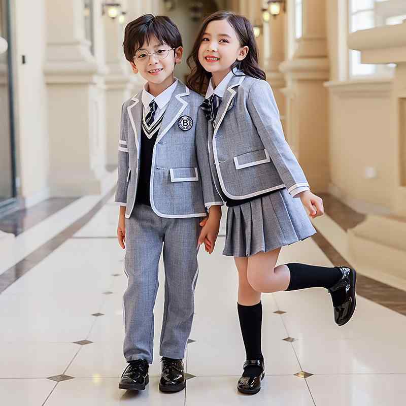 園児 学院御召しもの 秋冬 ちびっ子用 初等学校 ユニフォーム 編み物より良い セットアップ ブリティッシュ 表現スタイル スリー天下太平書き割り 長袖 長ズボン お坊っちゃん お嬢さん 90 100 110 120 130 140 150 160