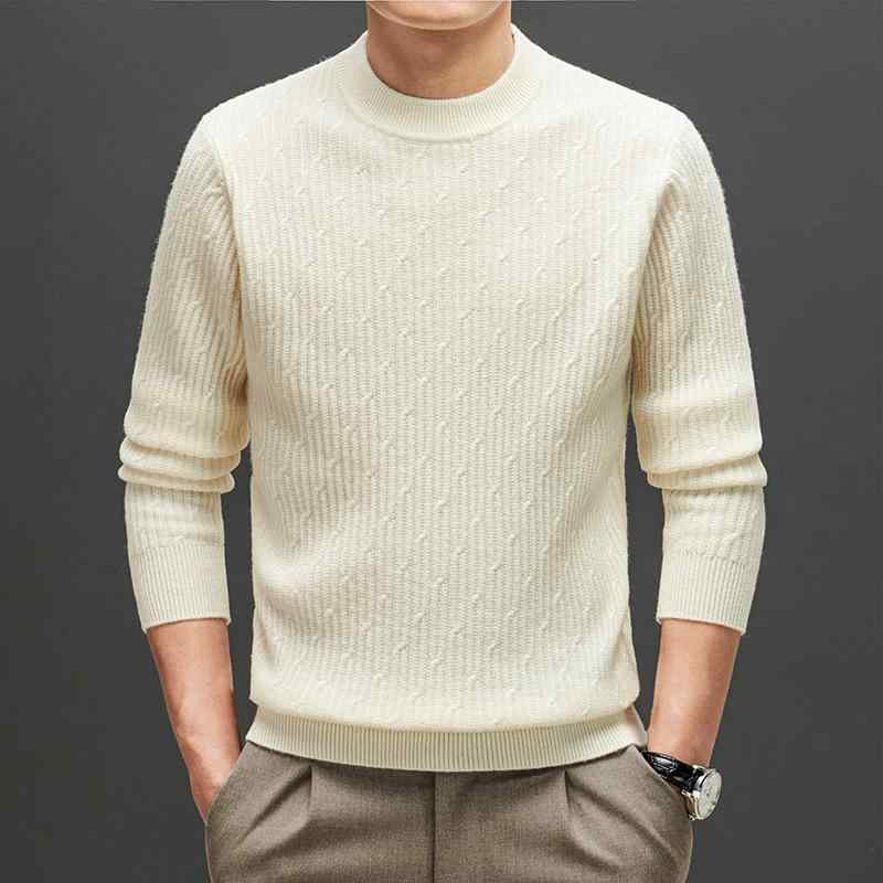 編み物 メンズ 成人男性用 スウェーター 秋冬  生あたたかい 朦々たる ラウンドのど首 トップス 耐摩耗 高色牢度 成人男性 商行為 心地よい 象牙色 緑であること 薄墨色 駱駝 毛糸 羊毛
