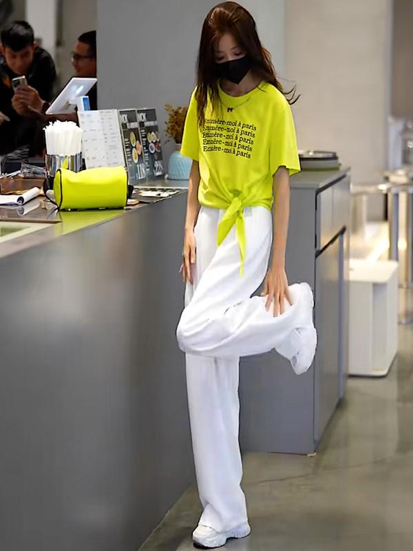 セットアップ レディース Tシャツ パンツ スポーツMIX スポーティー カジュアル 韓国 綿 白 ワイドレッグパンツ ゆったり 7分袖 春夏3|AR企画 店