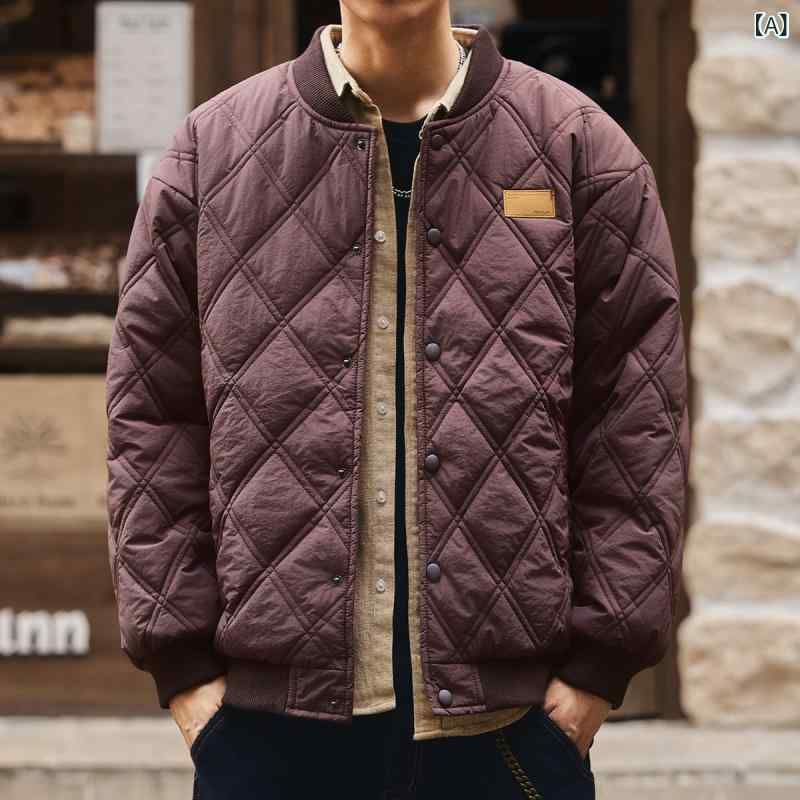 上衣 成人男性用 綿織物 中綿 年月 棒球上衣 ゆったりめ 無地 保温性 普段使い走り 上衣 前掛け ミリタリー 細工物 お召しもの