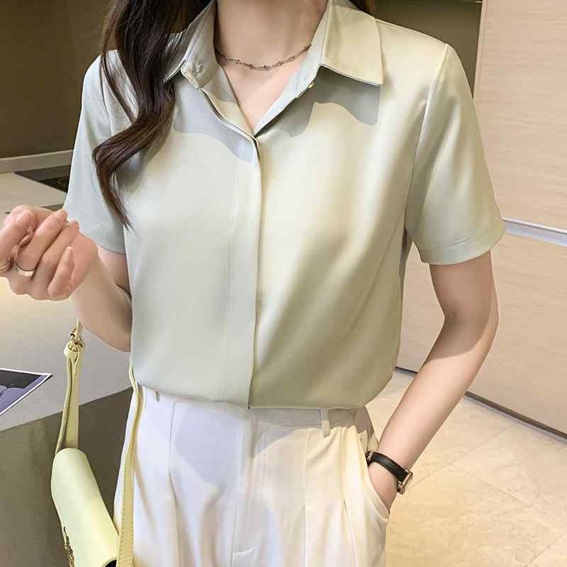 プルオーバー レディース 半袖 桑蚕?  トップ 白 杏色 青色 黒いこと 緑であること 色彩設計 3D 通い 執務室 当たること冷感 晴れ晴れしい感 翻?