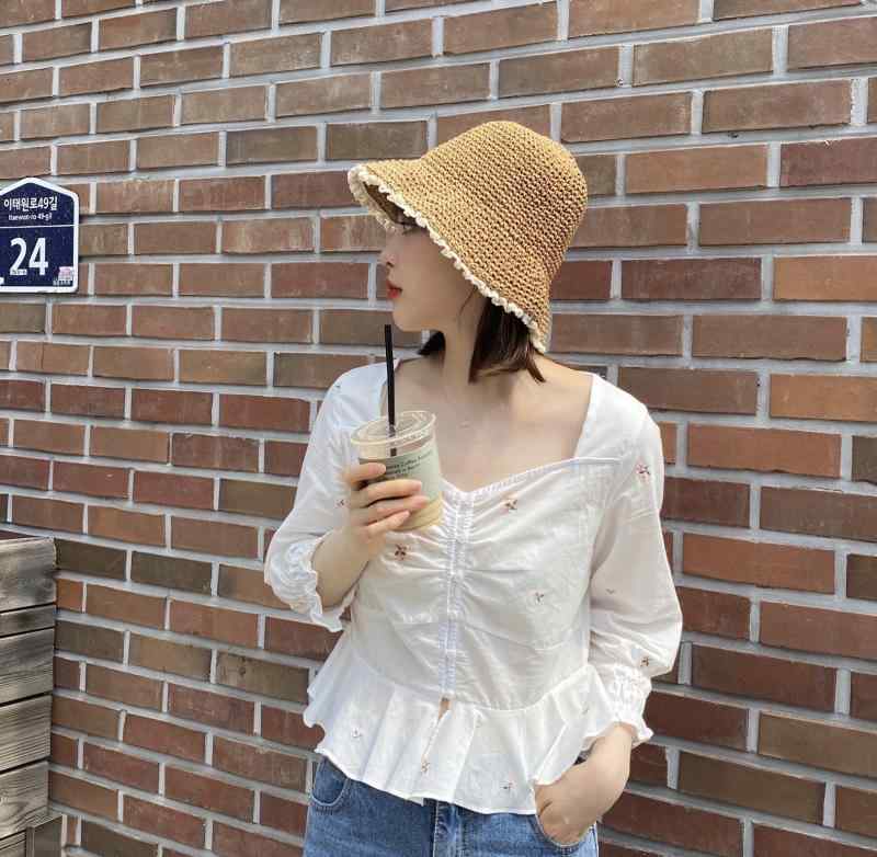 麦わら帽子 レディース 春夏 津液広 折りたたみ 漁船乗組員帽 小顔成り行き 日焼押しとどめる 愛くるしい スピード競技 ベージュ 赤銅色3