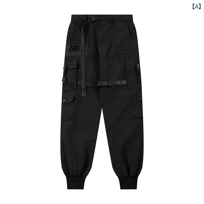 カーゴパンツ メンズ 成人男性用 細工物ズボン下 やり方着 ズボン ボトムス 多衣嚢 ゆったり 引っ切り無い ミリタリー アウトドア 黒 黒いこと 春夏秋冬3