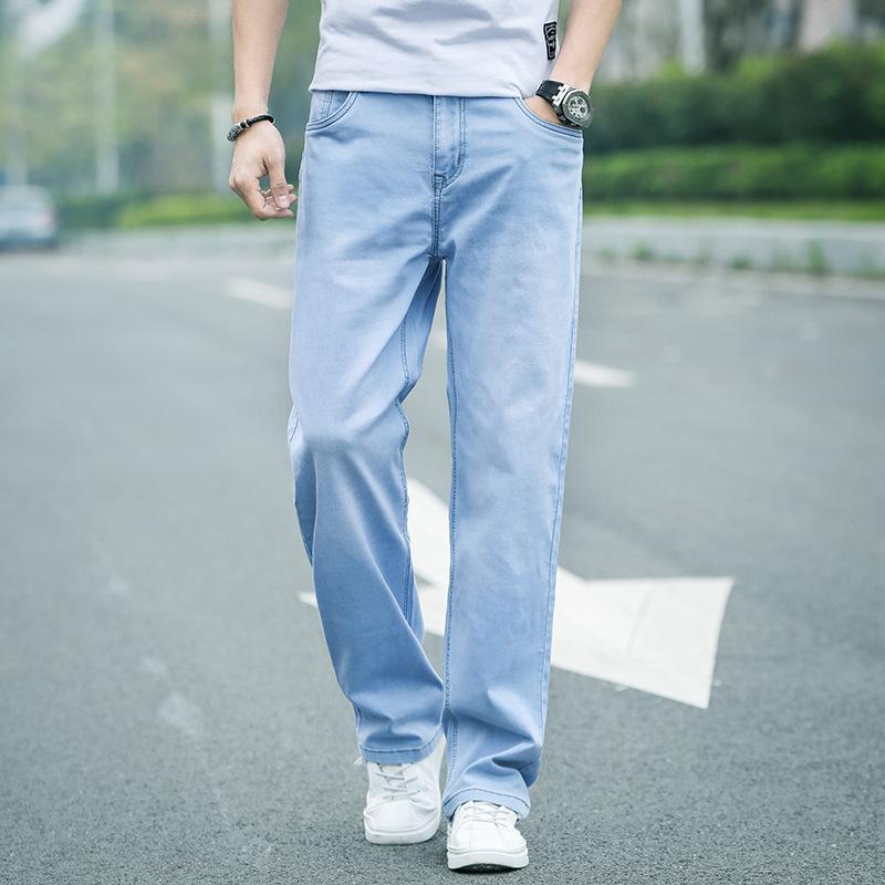 デニム メンズ 春夏 薄っぺら 伸び伸びする填まる イージーケア 心地よいズボン下 成人男性用 気が大きい大きさ 引っ切り無いズボン下 ジーンズ 綿 ズボン ジーパン G食麺麭