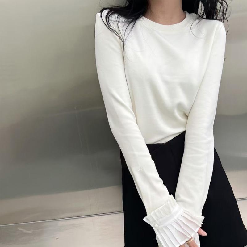 ティーシャツ レディース 長袖 筋目 裏起毛 トップス カットソー 女子らしい 愛くるしい 黒いこと 白いこと S M L XL 2XL