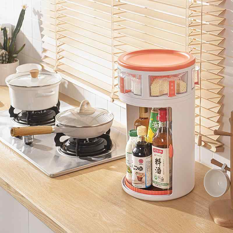 調味料仕合わせ 回転させる式 大号 勝手もと納める 意気込みオレンジ色 ABS PP製 今日このごろ風