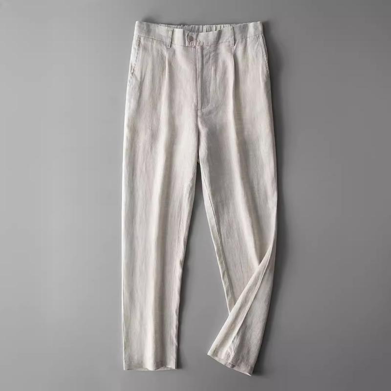 ズボン下 メンズ 成人男性用 テーパードパンツ リネン 麻 無地 春夏 薄っぺら 9分丈 心地よいズボン下 スラックス ズボン