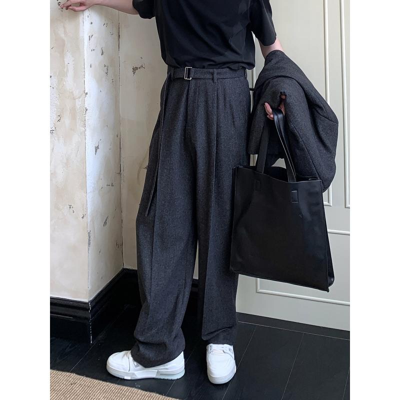 ズボン メンズ 成人男性用 スラックス 羊毛混紡 秋冬 朦々たる ワイドレッグ ゆったり 引っ切り無い 韓国 商行為 普段使い