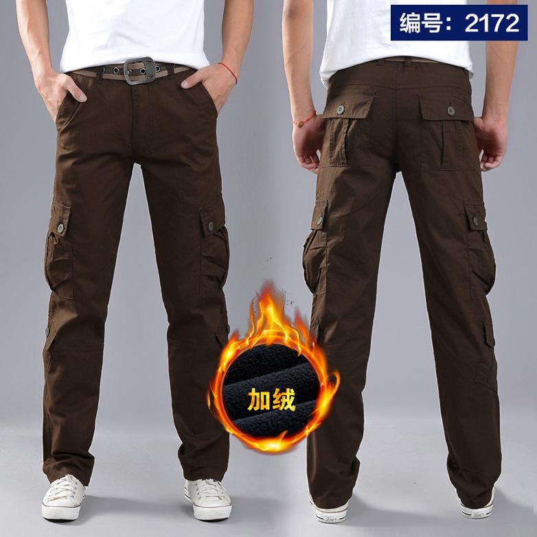 メンズ カーゴパンツ 裏起毛 細工物ズボン下 多衣嚢 やり方着 アウトドア 防寒 秋冬 黒いこと カーキ アーミーグリーン 28 29 30 31 32 33 34 36 38 40