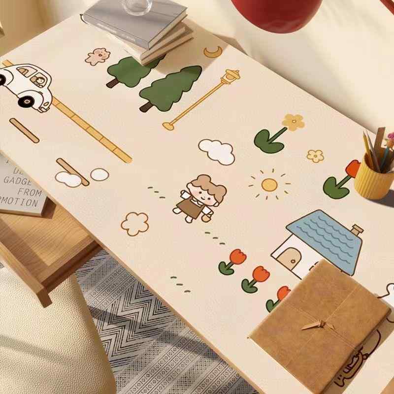 テーブルクロス 事務机引っ敷き PVC製 学び取る用 事務用 一覧表引っ敷き 矩形 雨合羽 防油 防塵 毛の荒物柄 愛くるしげ