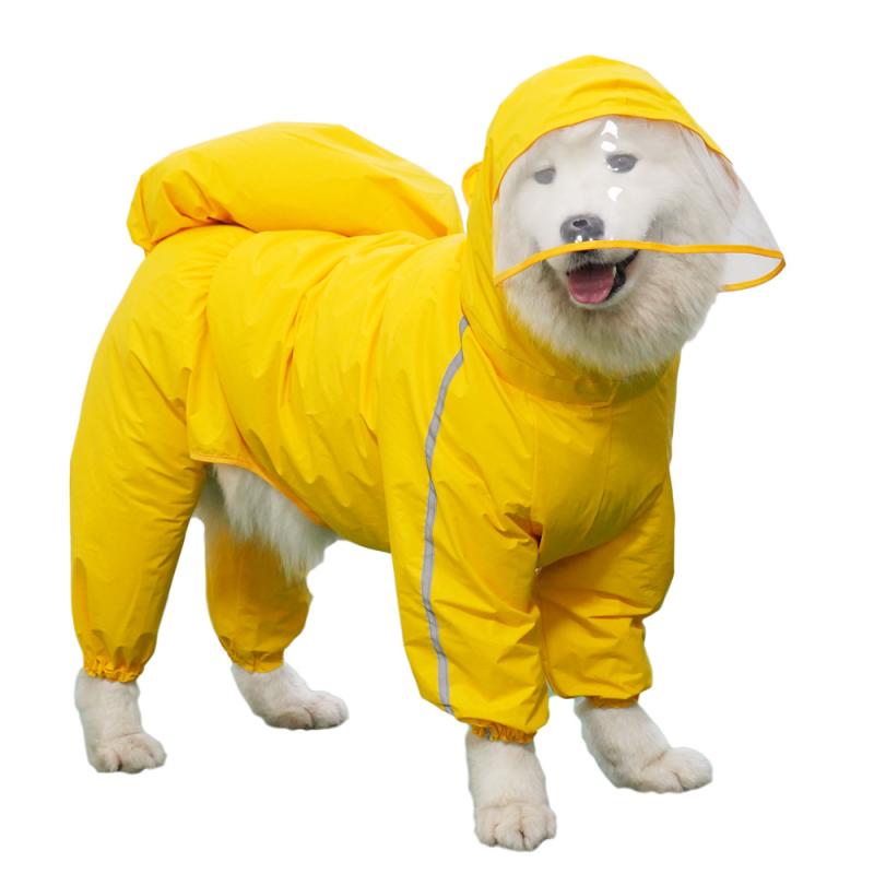 愛玩動物用雨合羽 大型犬用 五体盛りだくさん押しかぶせる 雨合羽 撥水 犬服 照りかえしストリップショー付き添い人 ポリエステル製 青色 黄色 中型犬にも3