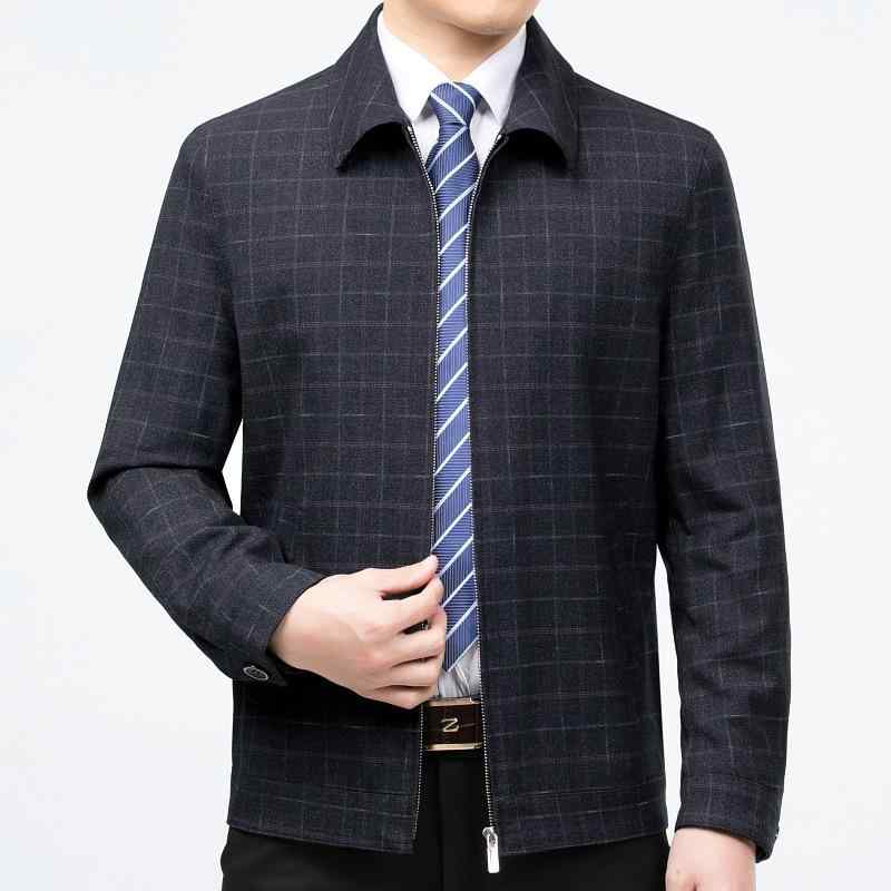 メンズ ジャケット スタンドカラー 男性用 ウール 混紡 コート 春秋 ビジネス 休? 通勤 韓国 シンプル 大きいサイズ 格子柄 長袖 ジッパー ワイドフィット ノーカラー 普通厚 直線裾 サイドポケット 抗シワ 透気性 耐摩耗 色牢度高 ポリエ|AR企画 店