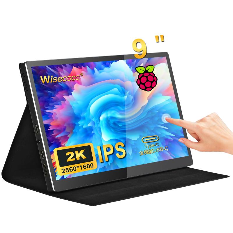 モバイルモニター 9 インチ 2K 2560*1600 IPS タッチスクリーン 73% NTSC USB C HDMI セカンダリ 外部コンピュータ ラップ LCD モニターマート カバー & スピーカー付き MacBook Pro Air |AR企画 店