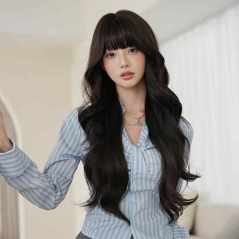 ウィッグ レディース ロング カール フルウィッグ 耐熱 高温? 黒茶色 ふんわり ゆるふわ 韓国風 小顔 普段使い