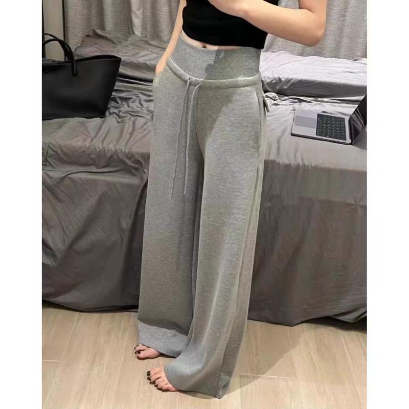 パンツ レディース 灰色 スウェットパンツ 高腰 ワイドレッグ ストレート ゆったり リラックス イージーパンツ ロングパンツ 綿 再生繊維 日韓スタイル カジュアル
