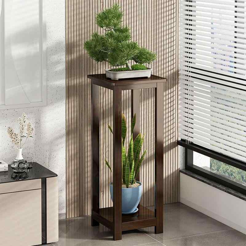 花台 フラワースタンド 竹製 2段式 3段式 コーナー置き型 鉢植えスタンド 植木鉢スタンド 観葉植物 盆栽棚 飾り棚 ガーデニング ラック 室内 屋外 ベランダ ガーデン 庭 玄関 新中式 胡桃色