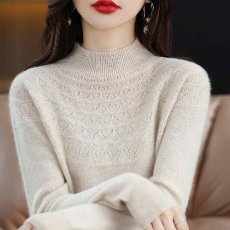 ニット レディース 長袖 セーター ハーフネック プルオーバー トップス 無地 ゆったり ウール 羊毛 接触冷感 伸縮性 通気性 快適 5,606円