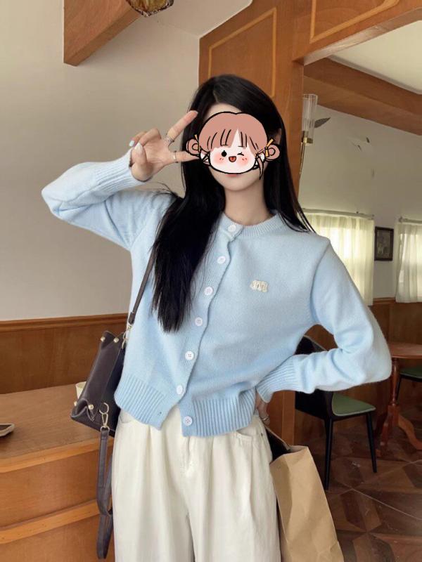 カーディガン レディース ニット 森ガール 浅青 秋冬 トップス ニットアウター 長袖 ゆったり ラウンドネック 接触冷感 伸縮性 かわいい 普段使い