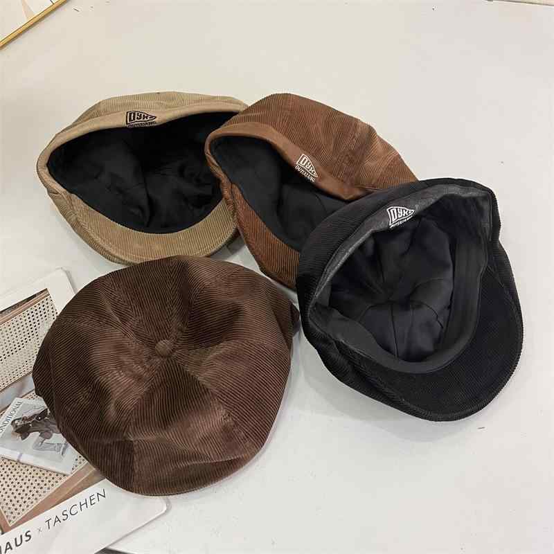 帽子 秋冬 コーデュロイ ハンチング帽 レトロ 男性用 女性用 カップル ベレー帽 ブラック カーキ ブラウン コーヒー色2｜AR企画　店
