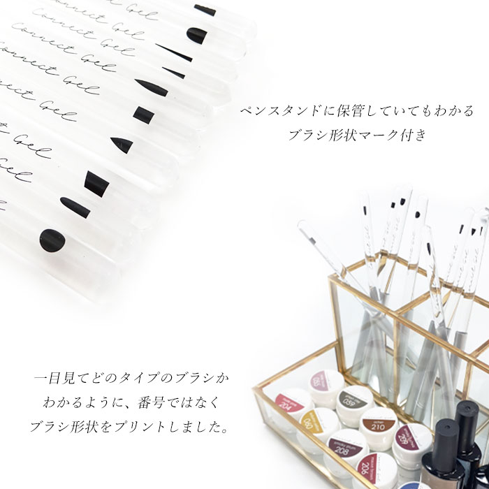 お得な10本セット コネクトジェル ジェル用ブラシ 全種 10本 セット キャップ付き ブラシ ジェルネイル ジェル筆 筆 ジェルネイル スクエア オーバル アンギュラー ライナー アート タップブラシ タップ グラデーション ネイル用 アート筆 ナイロン シンプル ラウンド