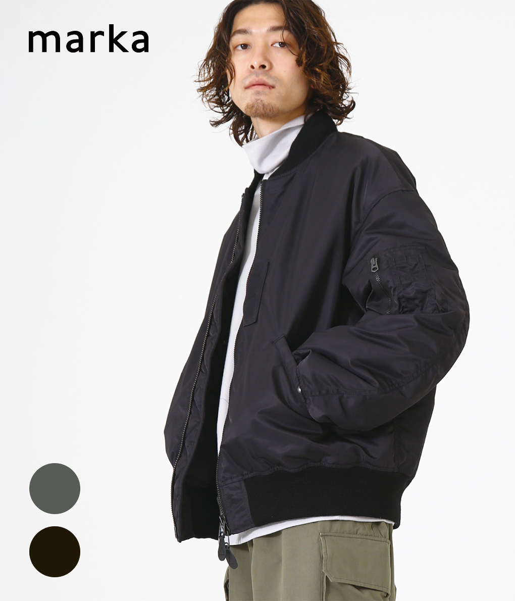 予約商品 21年9月 10月入荷予定 Marka マーカ Ma 1 66nylon Twill 全2色 ナイロン ツイル フライトジャケット メンズ トップス アウター ブルゾン ジャンパー ミリタリージャケット オーバーサイズ ビッグシルエット M21c 13bl01c Cor Wis Soone It