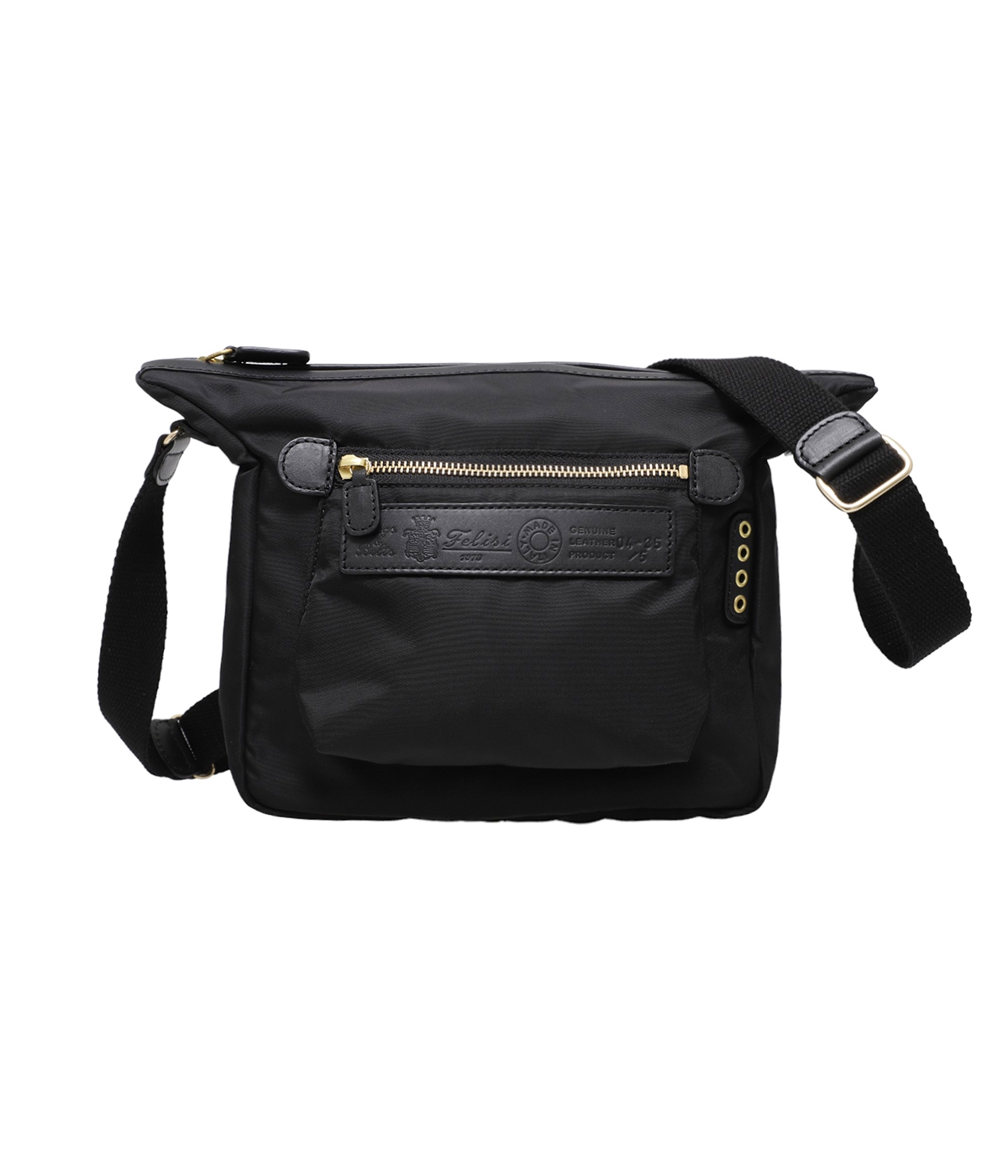 美品 Felisi ショルダーバッグ ブラック ナイロン×レザー 04-4 2層 Felisi フェリージ ショルダーバッグ 05/4/4/DS メンズ ナイロン