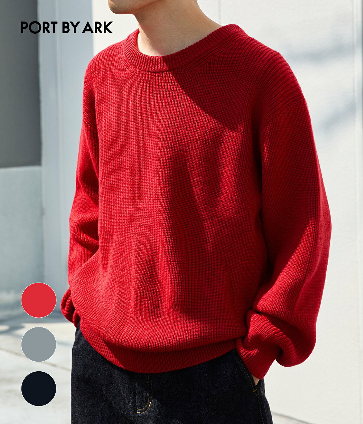 [送料無料]PORT BY ARK : Rib Knit Crew Neck / 全3色 : PO16-K002[COR][BJB][D]