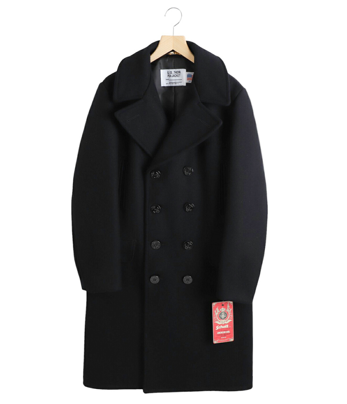 美品 Schott ピーコート ダブル USA製 Dネイビー XL サイズ 42 USA製ショット SCHOTT ダブル ピーコート 42（L相当）濃紺