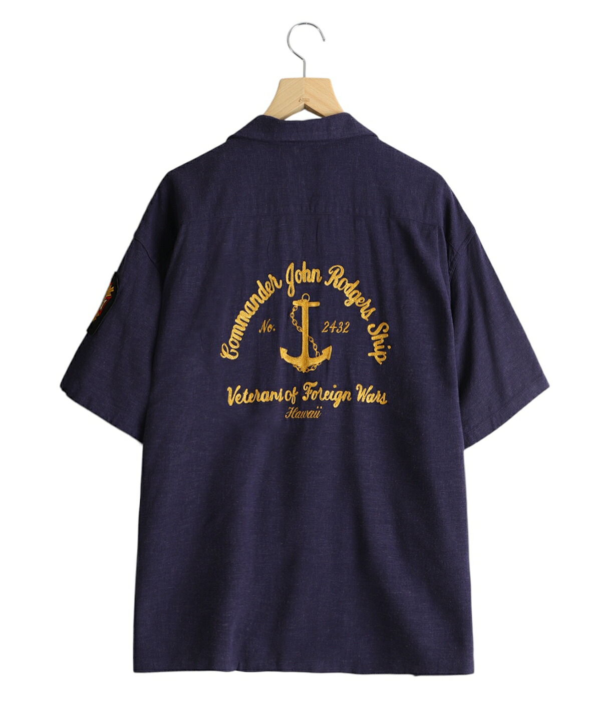 [送料無料]BUZZ RICKSON’S : U.S. NAVY RAYON / LINEN S/S SHIRT CHAIN EMB’D : BR39510[STD]