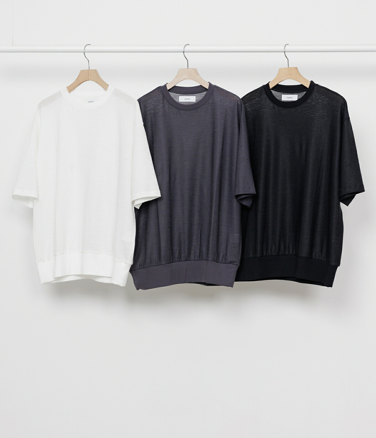 [予約商品 2026年5月～6月お届け予定]marka : BLOUSING TEE -RAMIE KNIT- 全2色 : M26B11CS02B[COR][WIS]
