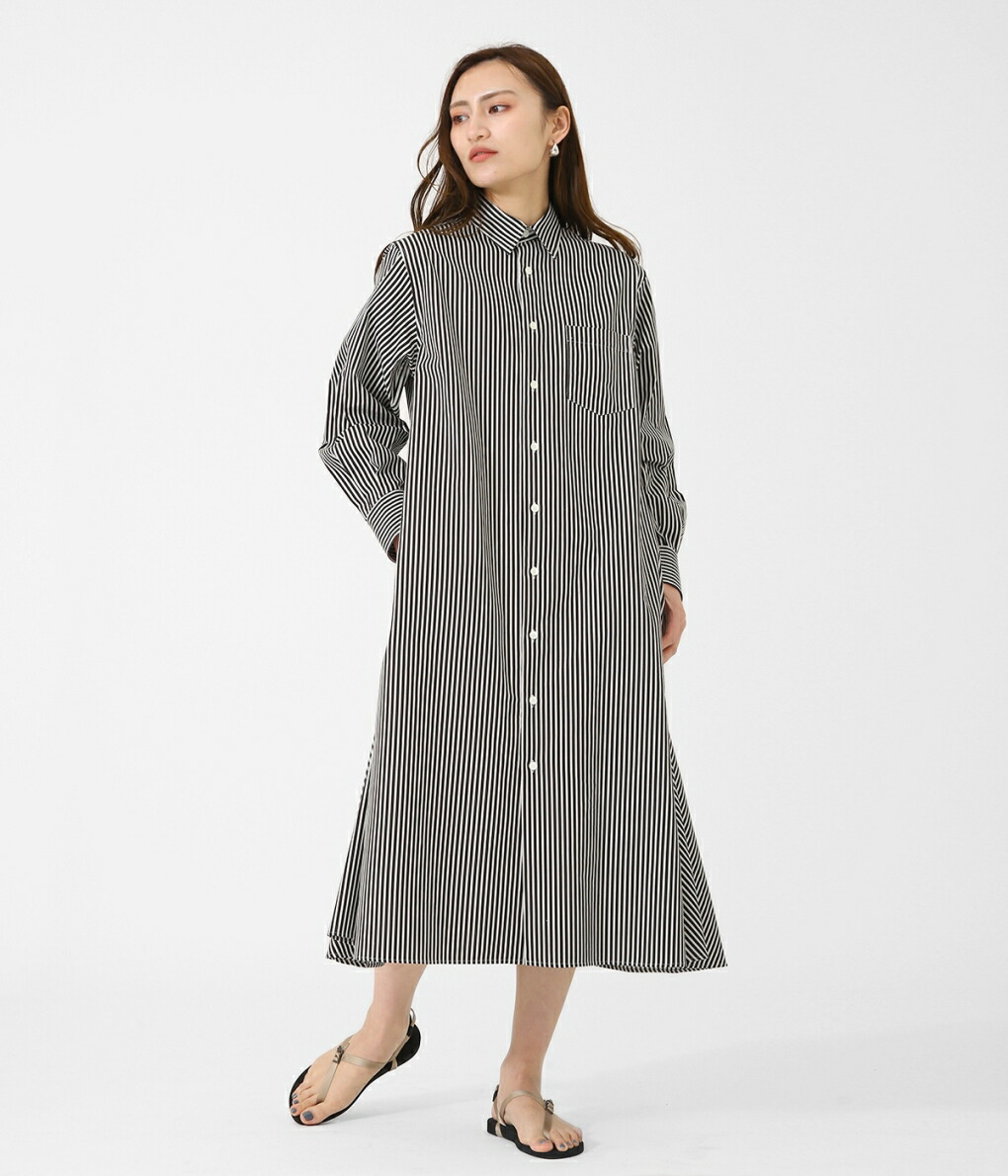 海外ブランド ワンピース Dress Shirt Fishtail River レディース Stripe ビューティフルピープル People Beautiful Ann ロング丈 シャツドレス ストライプ 羽織り シャツワンピース