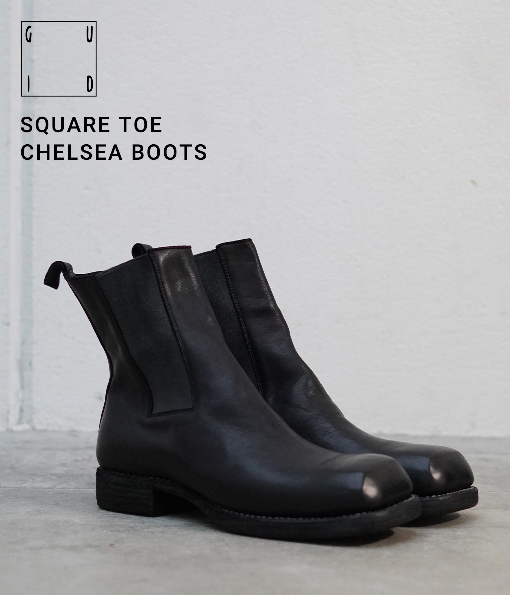 かわいい新作 GUIDI グイディ : SQUARE TOE CHELSEA BOOTS スクエア