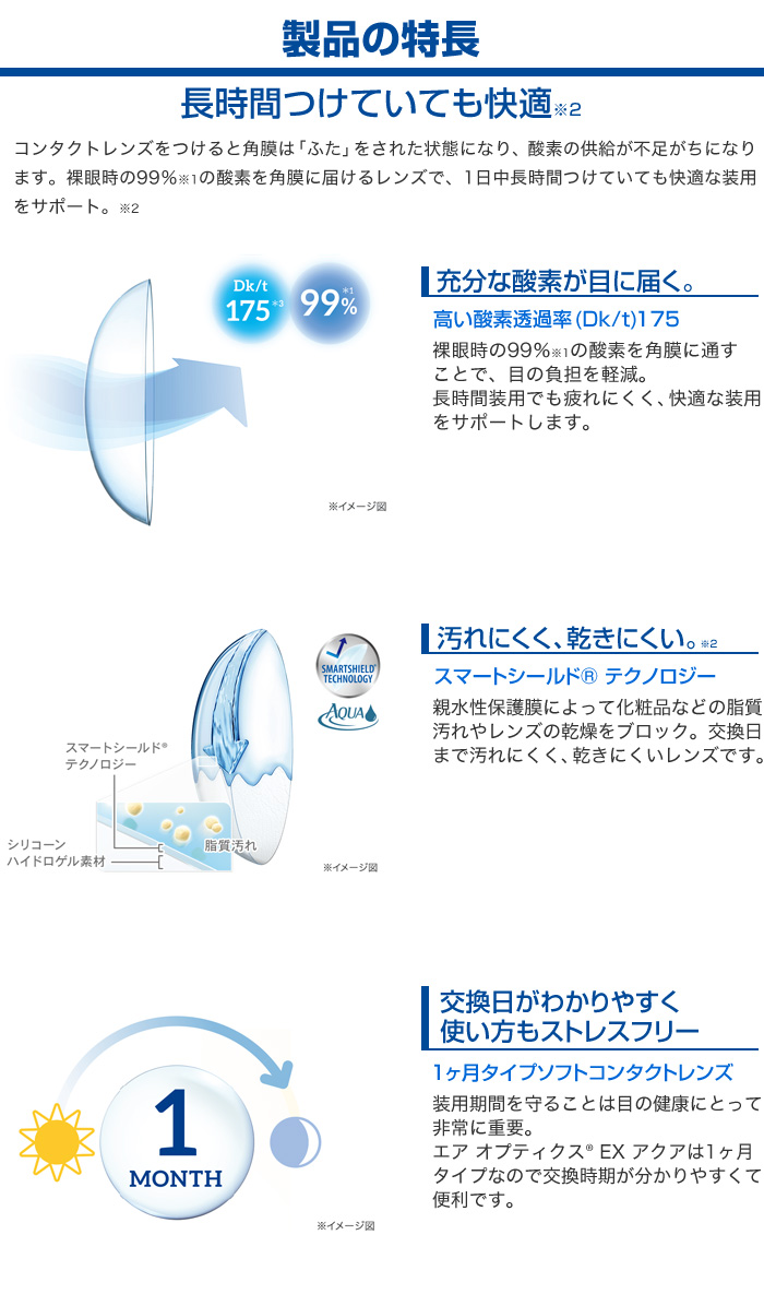 楽天市場 エアオプティクスexアクア 1ヶ月 コンタクトレンズ 日本アルコン Air Optix Ex Aqua 1か月使い捨て 3枚入 小田急みんなのコンタクト