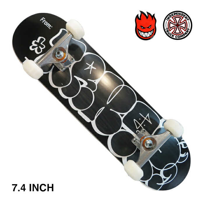 【スケボー/スケートボード/完成品】【送料無料】ARKTZ × INDEPENDENT TRUCKS CO.キッズサイズコンプリートセットTHROW UP LOGO / 7.4"×28.5"インチ / BLACKSPITFIRE WHEELS / BURNERS FORMULA初心者にオススメ|arktz