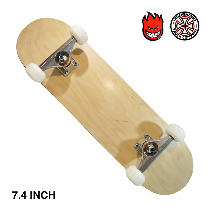 【スケボー/スケートボード/完成品】【送料無料】SPITFIRE WHEEL &times; INDEPENDENTキッズサイズコンプリートセットKID'S BLANK DECK / 7.4"&times;28.5"インチ / NATURALSPITFIRE WHEELS / BURNERS FORMULA初心者にオススメ｜arktz
