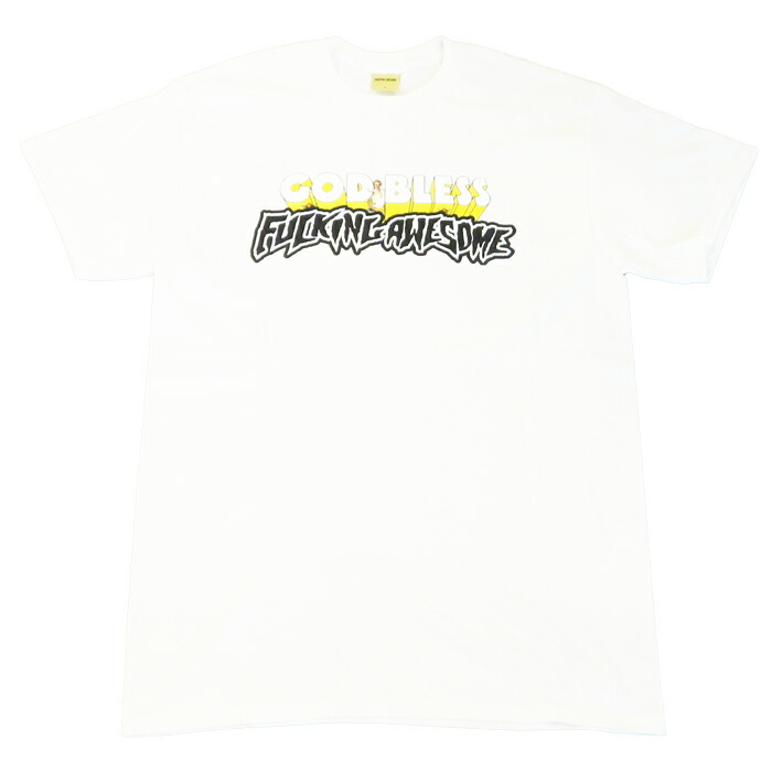 【滑るゲーム盤 / ティーシャツ】【貨物輸送無料】FUCKING AWESOME (ファッキングオーサム) GOD BLESS S/S TEE / WHITE