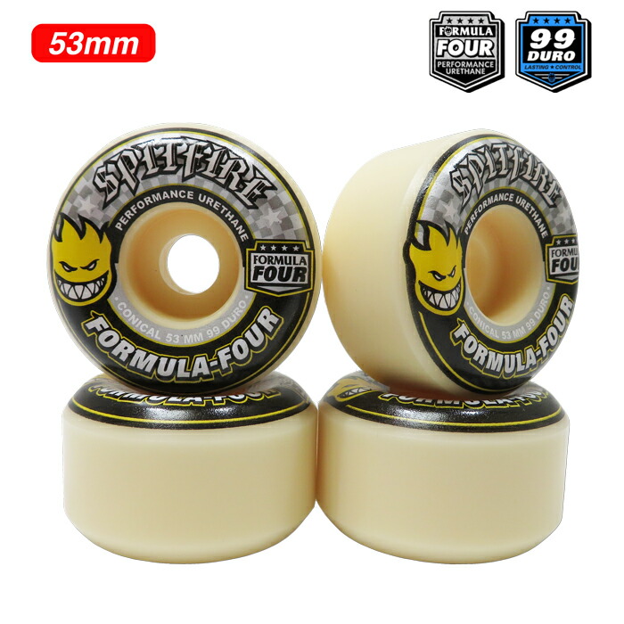 【スケボーウィール/滑るゲーム盤】【貨物輸送無料】SPITFIRE WHEELS(スピットファイヤー・ウィール)FORMULA FOUR (F4) CONICAL99Du / 53粍滑るゲーム盤一部分/ウィール パーツ-スケートボード・インラインスケート-スケートボード