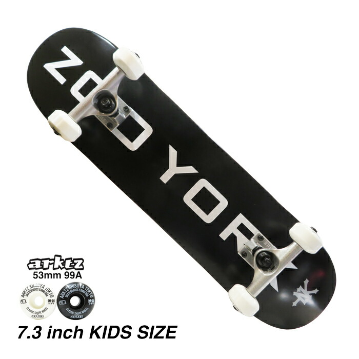 【キッズサイズ/スケボー/完成品】【送料無料】KID'S ZOOYORK コンプリートセット(完成品)OG 95 LOGO BLOCK / BLACK 7.3"&times;30"インチ / 子供用ウィールの色が選べます子供用スケボー / 初心者にオススメ｜arktz