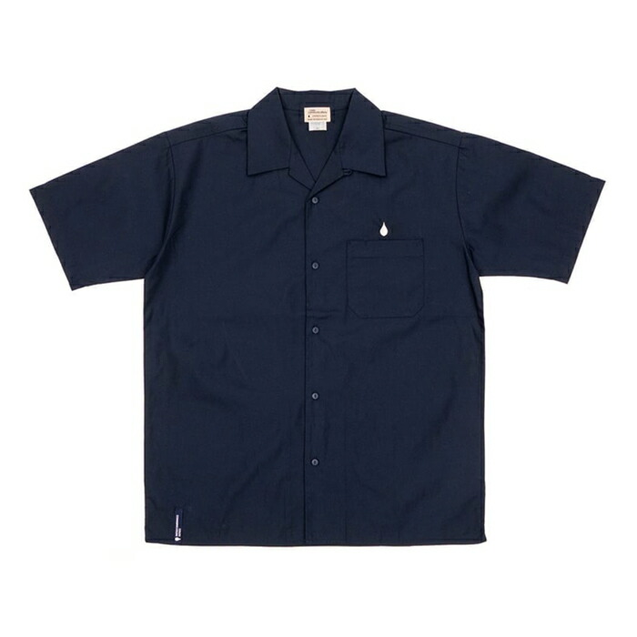 【滑るゲーム盤 / S/Sプルオーバー】【貨物輸送無料】COLOR COMMUNICATIONS (カラーコミュニケーションズ) DRIP EMB TC TWILL S/S SHIRT - DARK NAVY カジュアルシャツ-トップス-メンズファッション