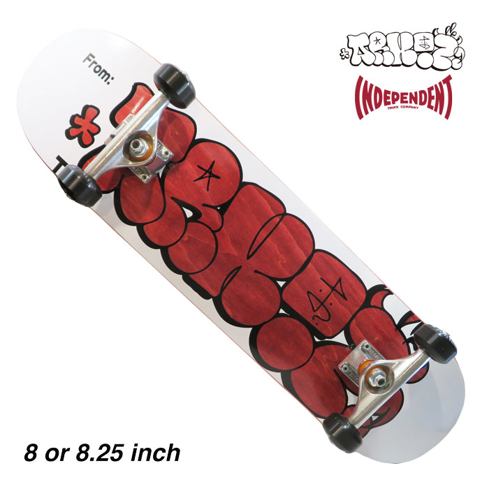 【スケボー/スケートボード/完成品】【送料無料】ARKTZ &times; INDEPENDENT コンプリートセットTHROW UP LOGO DECK 8" or 8.25"インチ - White BurgundyARKTZ WHEEL 53mm / Black心者 はじめて ストリート sk8 skateboard｜arktz