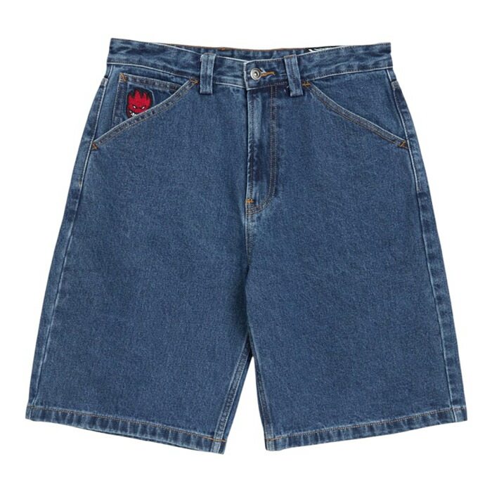 【さる股引き/滑るゲーム盤】【貨物輸送無料】SPITFIRE WHEELS(スピットファイヤー・ウィール)BIGHEAD FILL DENIM SHORTS STONE 滑るゲーム盤 / 御召しもの