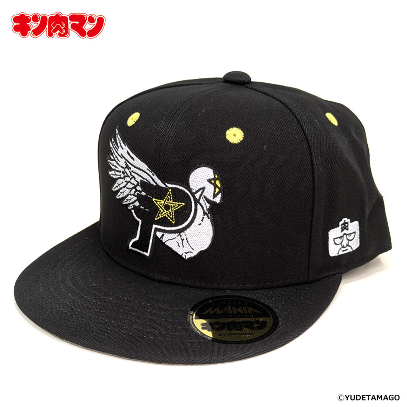 （早い者勝ち）キン肉マン キャップ ロゴ刺繍 キン肉マン】 ベースボールキャップ 帽子 肉マーク ブラック 黒