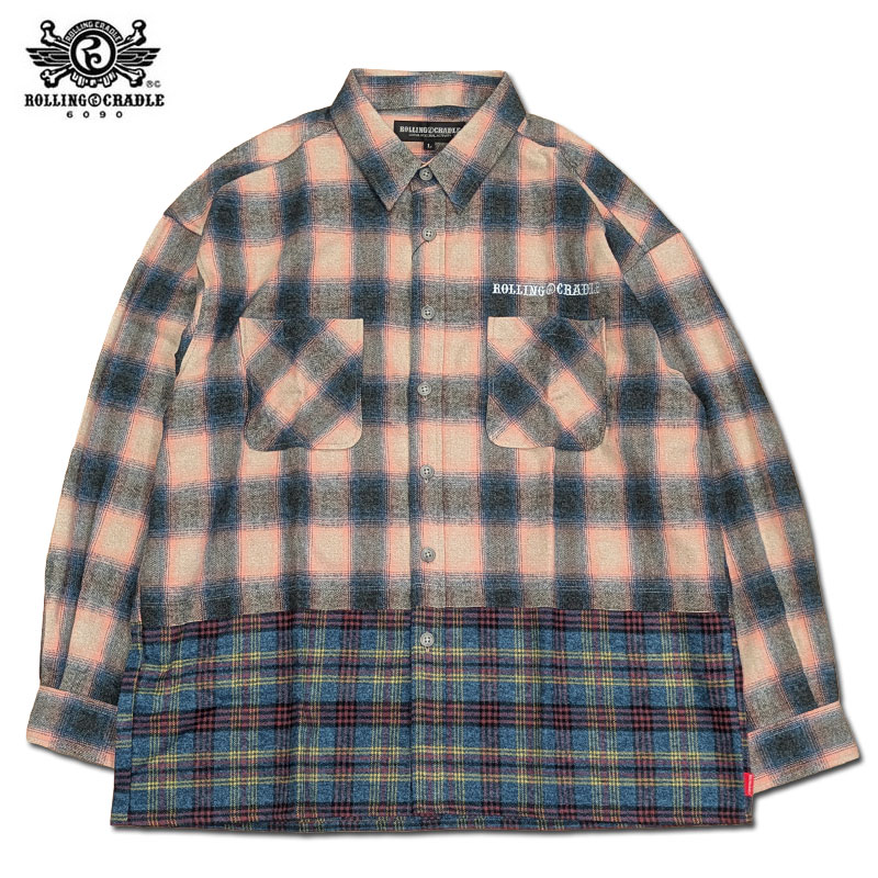 【SALE】【ロリクレ】ROLLING CRADLE（ローリングクレイドル）/MELANGE CHECK SHIRT［PINK］/長袖シャツ｜arktz＆DBA 8,010円