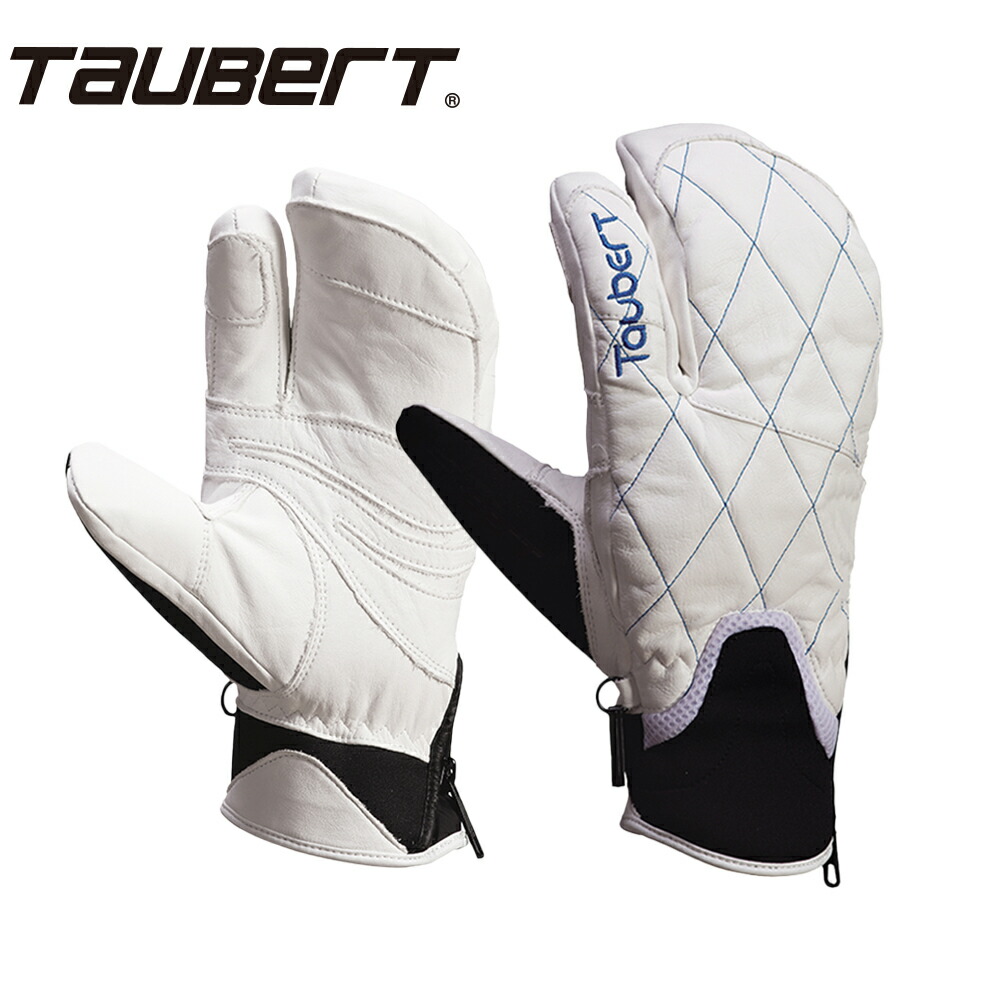 【 MADE IN JAPAN 】 トーバート スポーツ スキー グローブ 牛革 保温性 フィンガースリーレザー ホワイト / ブルー FINGER3-LE TAUBERT 日本生産