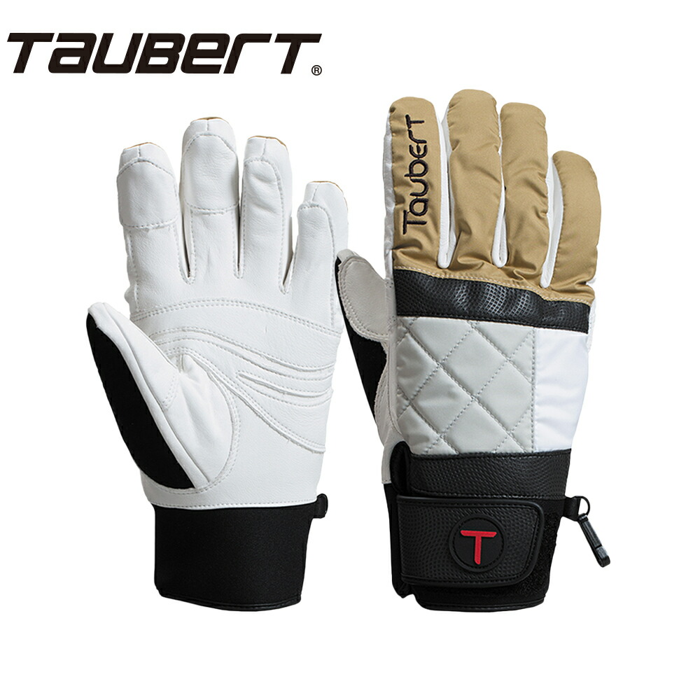 【 MADE IN JAPAN 】 トーバート スポーツ スキー グローブ 牛革 保温性 キルト ベージュ / ホワイト Quilt TAUBERT 日本生産