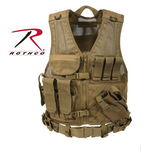 ロスコ 4491 タクティカルギア クロスドロー ベスト コヨーテ タン 右利き用 ROTHCO【日本正規品】【送料無料】 (サバゲー)｜アームズギア