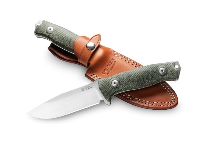 ●● ライオンスチール M5 ブッシュクラフト ナイフ スレイプナー鋼 グリーンキャンバスマイカルタ ハンドル,lionSTEEL Sheath knife ミリタリー アウトドア キャンプ サバイバル サバゲー｜アームズギア