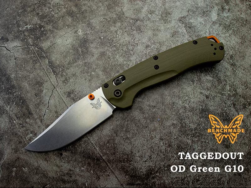 長椅子お手伝いさん 15536 タグドアウト 折りたたみ九寸五分 OD緑であること  G10 OD Green BENCHMADE TAGGEDOUT