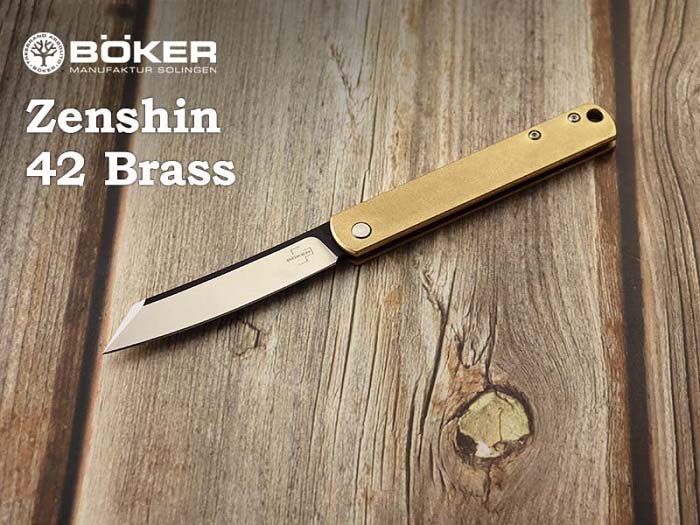 ●● ボーカー プラス 01BO369 ゼンシン 42 ブラス スリップジョイント 折り畳みナイフ,BOKER Plus Zenshin Folding Knife【日本正規品】 ミリタリー アウトドア キャンプ サバイバル サバゲー